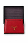 Prada Saffiano Metal Kartenetui Rot | Vintage Cardholder