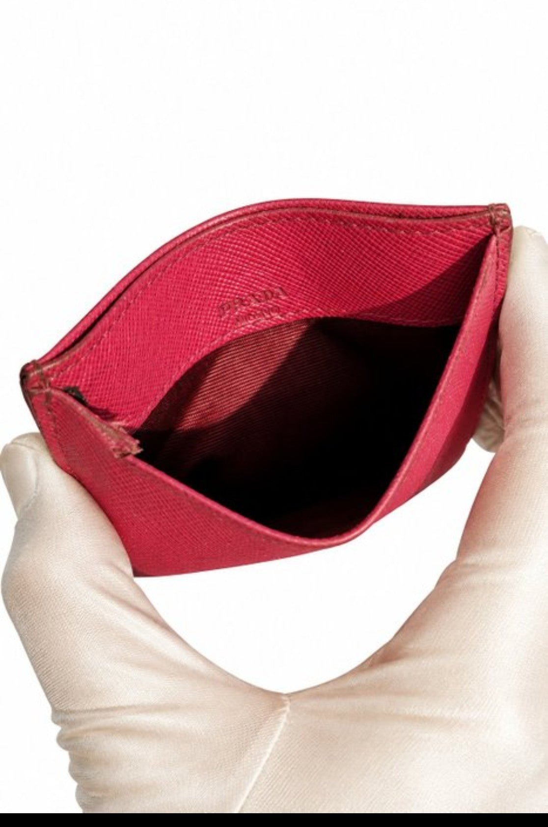 Prada Saffiano Metal Kartenetui Rot | Vintage Cardholder