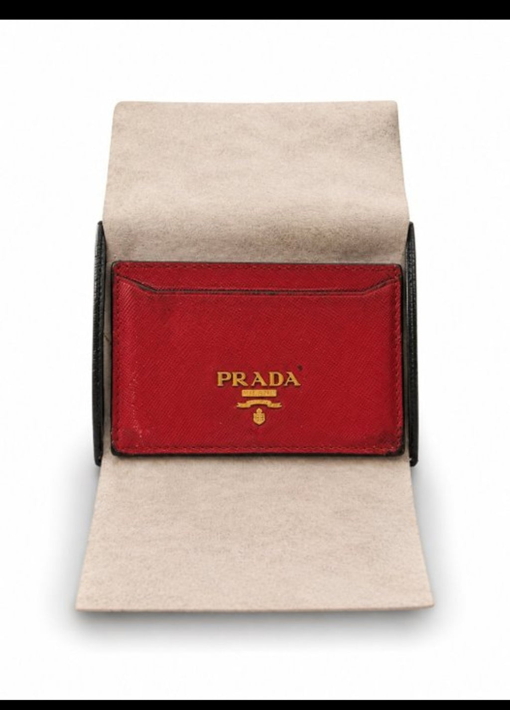 Prada Saffiano Metal Kartenetui Rot | Vintage Cardholder