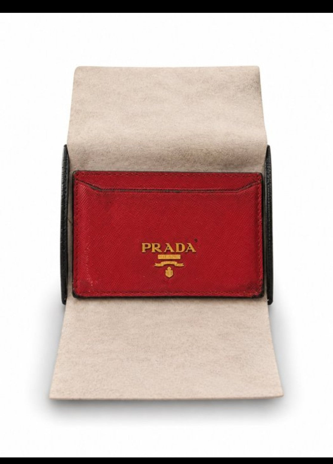 Prada Saffiano Metal Kartenetui Rot | Vintage Cardholder