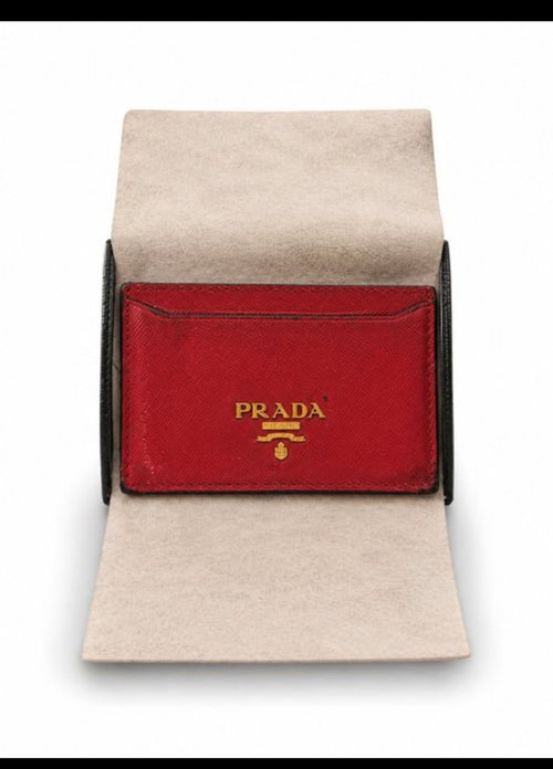 Prada Saffiano Metal Kartenetui Rot | Vintage Cardholder